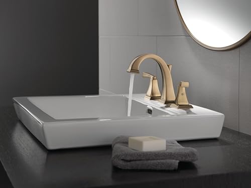 Image of Delta Dryden Brushed Gold Bathroom Faucet 3 Hole, 8 Inch Widespread Bathroom Sink Faucet for Vanity, Metal Push-Pop Drain Assembly, Champagne Bronze 3551-CZMPU-DST