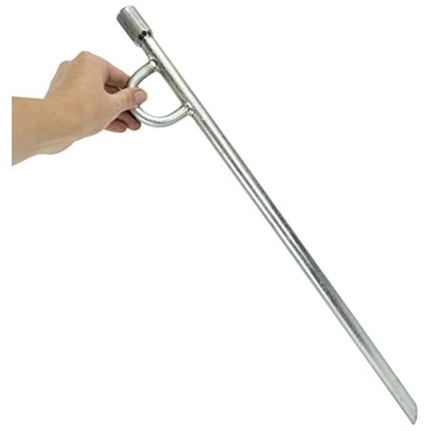Black Country Metal Works Narrowboat Mooring Spike With Loop Hammer Top, Length: 620 mm (2'), Galvanised Steel Cover