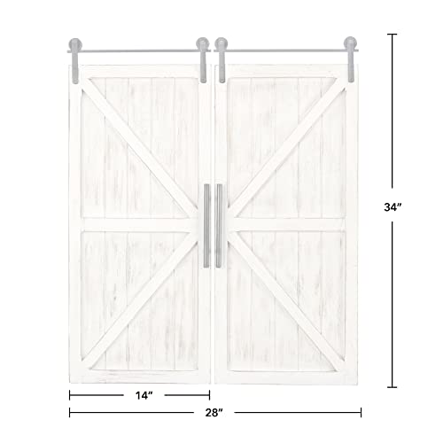 Firstime & Co. White Carriage Barn Door Wall Plaque 2-Piece Set, Large Vintage Decor For Living Room, Bedroom, Home Office, Wood, Farmhouse, 28 X 34 Inches #TOP5