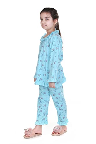 Image of Baby Girls Floral Print Hosiery Cotton Top & Pyjama Set