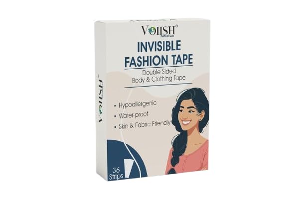 VOIISH Double sided tape clothes Fashion, Clothing and Body | All Day Strength Tape Adhesive | Gentle on Skin and Fabrics | Transparent Clear Color for All Skin ShadesTransparent -36 Strips