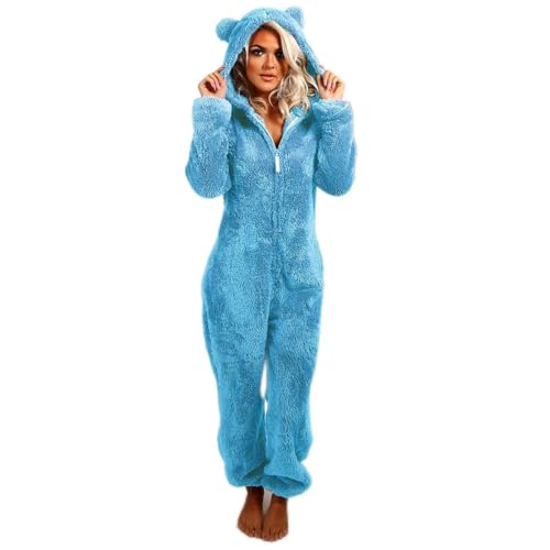 Mobeur Grenouillère pour femme - Pyjama une pièce en flanelle chaud et doux pour adultes - Polaire douce et duveteuse avec capuche et fermeture éclair -...