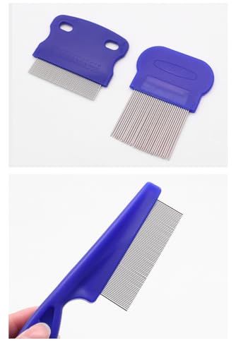 Image of Pet Flea Lice Comb Grooming Kit, 4 Pieces, Dense Toothed Comb for Lice and Fleas Removal, Dematting Tool for Small, Medium & Large Pets,Blue