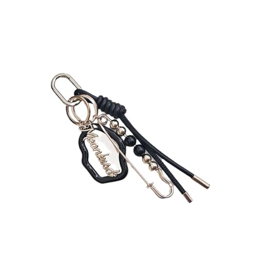 Porte-clés en métal avec corde tressée et pendentif en verre pour sac