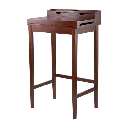 Winsome Brighton High Desk with 2-Drawer, Brown