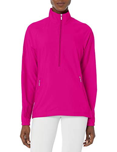 Cutter & Buck Women's Cb Weathertec L/s Jackie 3/4 Zip Pullover Windbreaker, Flora, L
