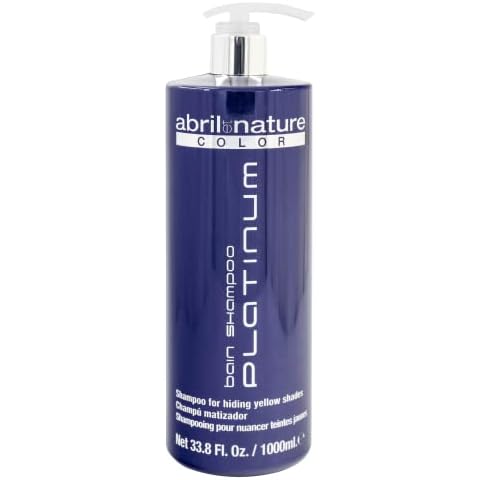 Abril Et Nature Bain Shampoo Platinum - 1000 ml - Purple Toning Shampoo - to Tone Down Grey or Bleached Hair - Eliminates Brassy Yellow Tones-Keratin Hair Treatment Cover