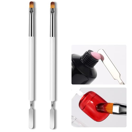 Nail Brushes for Gel Budget Brushes for Acrylic Nails 2 in 1 Polymer Gel Dual-Ended Tool(2 Pcs)