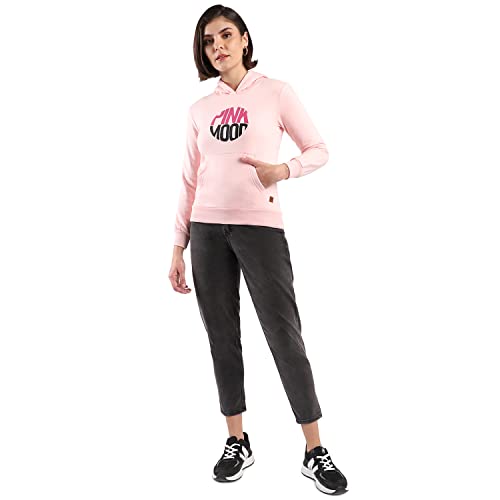 Image of PINACOLADA Women's Cotton Solid Printed Sweatshirt with Hoodie, Regular Fit for Casual Wear Full Sleeve Sweatshirt Crafted with Comfort Fit and High-Performance for Everyday Wear