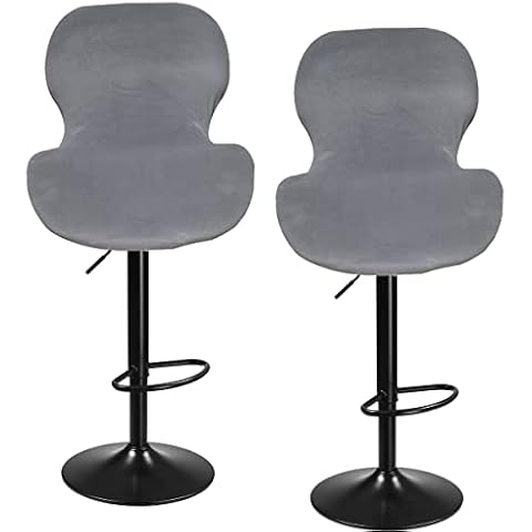 XGANGM Stretch Bar Stool Chair Covers Velvet with Backs Set of 2/4 Curved Bar Stool Covers Slipcover Swivel Dinning Chair Protector for Pub Kitchen Counter Stool Chair,light grey,2PCS Cover