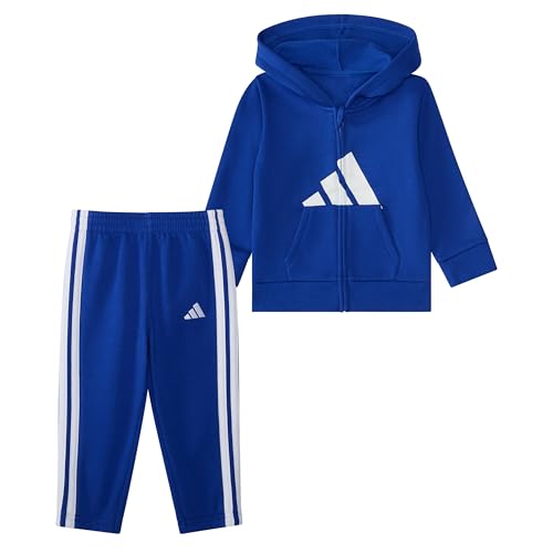 adidas baby-boys 2-piece Long Sleeve Essential Big Logo Fleece Jacket & Jogger Set