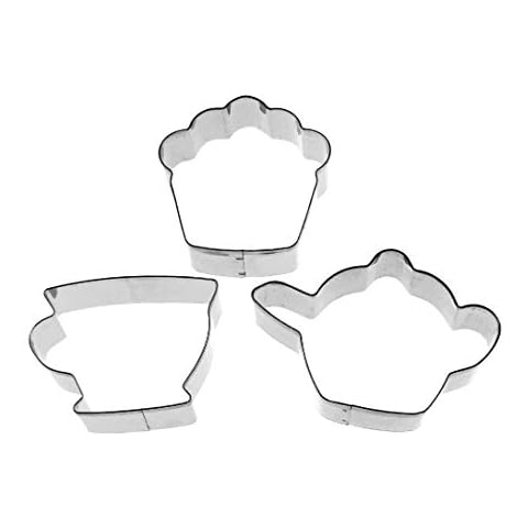 Teatime Cookie Cutter Teapot Teacup Muffin Biscuit Stainless Steel Fondant Baking Mold Set Cover