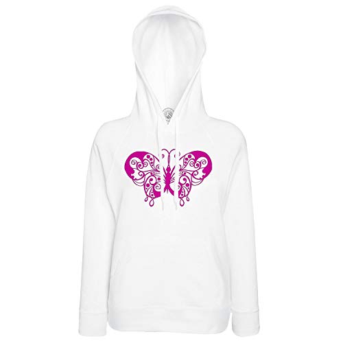 Sweat à capuche papillon rose stylisé au motif graphique unique