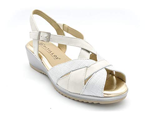 Sandalia Cuña Pitillos M-5513 Plata - Plata, 36