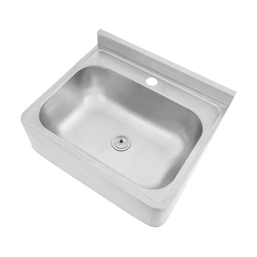 Lavabo de acero inoxidable para pared, fregadero de acero inoxidable, 43 cm de ancho, 13 cm de ancho, lavabo profundo con tubo de drenaje, lavabo de mano, fregadero de acero inoxidable, fregadero de