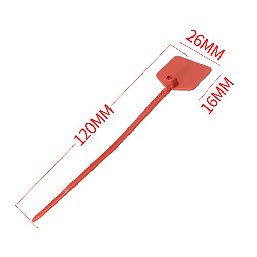 Image of Waterproof Shipping Tags - Self Locking Nylon Writable Marker Ties for Luggage Identification, Plastic Straps Label Mark, Seal Zip Tie for Labeling - 100pcs (Red)