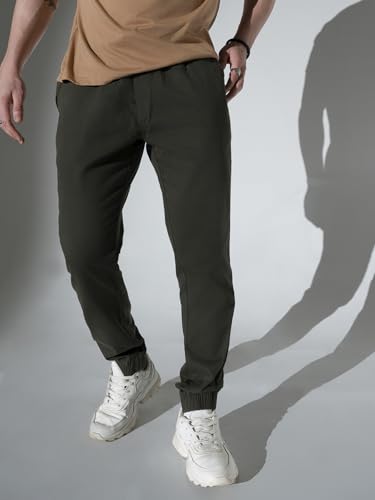Image of Hubberholme Men Olive Regular Smart Joggers HHMWJS002 OL