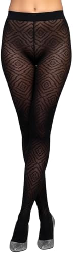 Image of ToBeInStyle Women's Strappy Zig Zag Lace Up Bandage Print Fashion Goth Tights