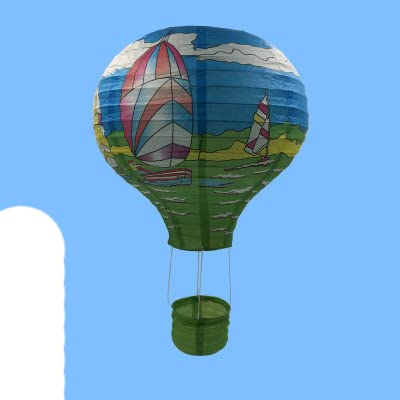 10/12/14/16inch Rainbow Hot Air Balloon Paper Lantern Lampshade Ceiling Christmas Wedding Party Bar Hanging DIY Decoration-Sailing,12inch 30cm