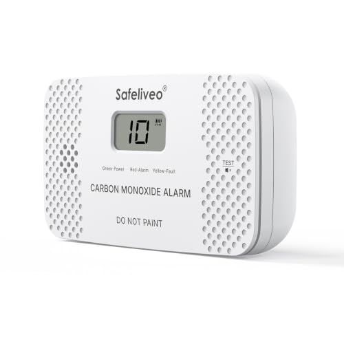 Carbon Monoxide Detector with Digital Display CO Alarm with Replaceable Battery - 10 Year Sensor Life Portable Carbon Monoxide Alarm for Home with Memory Alarm Function 1 Pack(White).