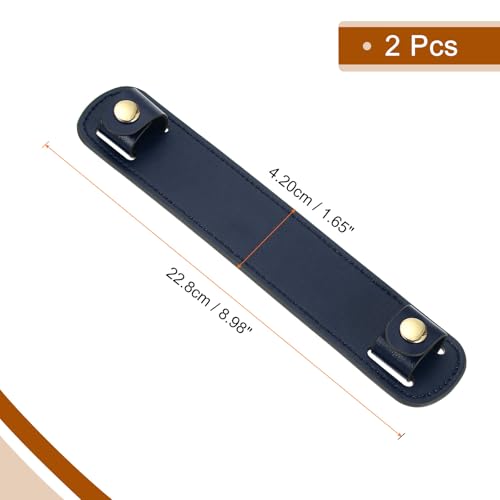 Image of uxcell 2 Pcs 8.98x1.65 Inch Leather Shoulder Strap Pad, Detachable Non-Slip Strap Covers for Tote Bags Backpacks Handbags, Dark Blue