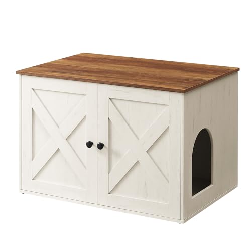 Feandrea Katzenhaus, Katzenklo-Schrank, Tisch, 70 x 50 x 50 cm, honigbraun-vintageweiß PCL022K02