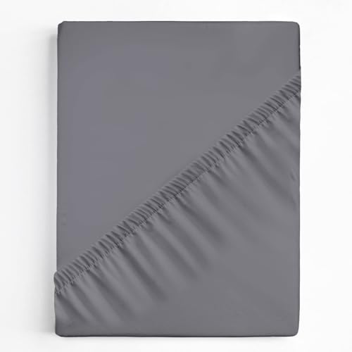 LuxClub SuperKing Fitted Sheet Bedding with 40cm Depth, Extra Deep Soft Cooling Bed Sheets Microfiber Fabric Ease Care Soft & Comfortable Fade Resistant - Grey, Super King