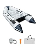 Inflatable Dinghy Boat with Drop-Stitch Floor 10ft Portable Inflatable Boat for 3-4 Adults, Motor Compatible, Heavy-Duty PVC, Ideal for Fishing, Cruising, and Rescue Use