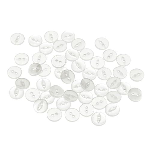 QUARKZMAN 50pcs Botones de Costura Redondos Blancos de 18L 11.5mm 15/32' Resina 2 Agujeros Ojo de Pez Botón de Repuesto para Costura Pantalones Vestido Falda Ropa Botones de Cierre