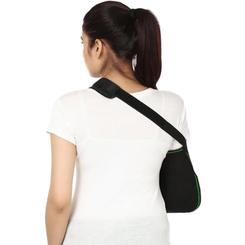 Image of Arm Sling Pouch Belt, Arm Brace Immobilizer with Elbow Support for Fracture, Sprain, Dislocation and Pain Relief, M, Black (L, Black)
