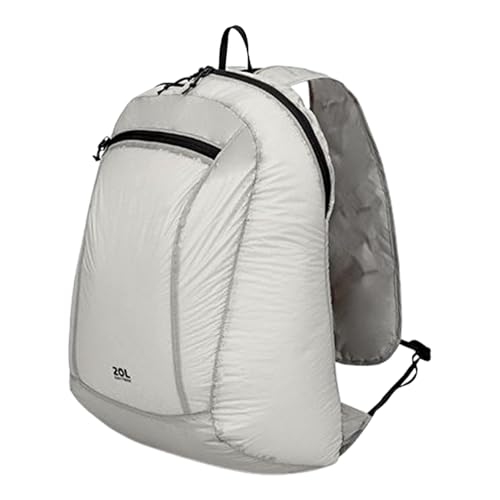 Mochila de senderismo – Mochila de viaje impermeable de 42 x 30 x 16 cm, organizador plegable de 20 L para exteriores, mochileros, camping, playa, Gris, Refer to description