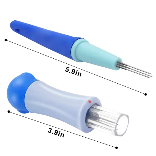 Image of 2 Pack Wool Felting Tools - Pen Style with 3 Needles & Punch Style with 7 Barbed Needles for DIY Patchwork & Handicraft