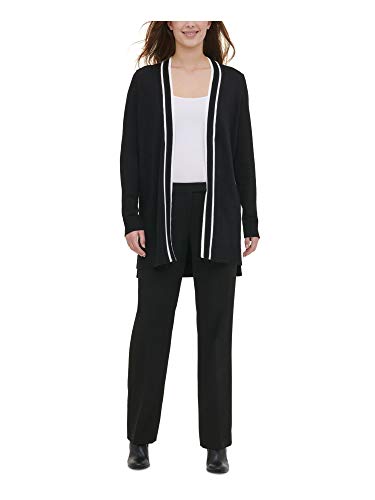 Calvin Klein Long Cardigan with Piping Black MD (US 8-10)