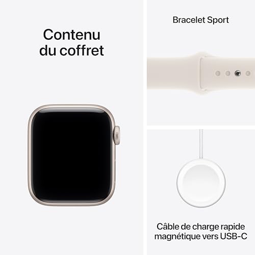 Apple Watch SE 3 [GPS + Cellular 40 mm] Montre connectée avec boîtier Lumière stellaire et Bracelet Sport Lumière stellaire. Moniteur activité/Sommeil/fréquence Cardiaque, écran Toujours activé