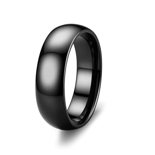 Image of ORAZIO Stainless Steel Rings for Men Women 6MM 8MM Wedding Band Rings Silver /Black /Gold Domed High Polished Basic Wedding Bands Comfort Fit Size 6-14