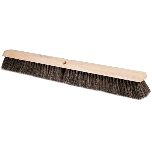 Image of Wide Block Horsehair Broom, Concrete, 24 Inch, Natural Horsehair, Wide Wood Block, Brush, Assembled in USA, 6442