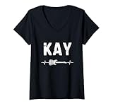 Femme Kay Guitare Battement De Coeur Musique Guitariste T Shirt avec Col en V