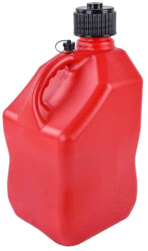 JEGS Square Red Jug | 5-Gallon Capacity | Contoured Handle | Exterior Fluid Level Markings | Leak-Free Seal | Unbreakable Cap | Made In USA