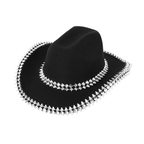 staol Vacation Cowboy Hats Rivets Studded Hand Beading Gift for Girl Cowgirl Hat for Carnivals Music Festival Black, 1-5