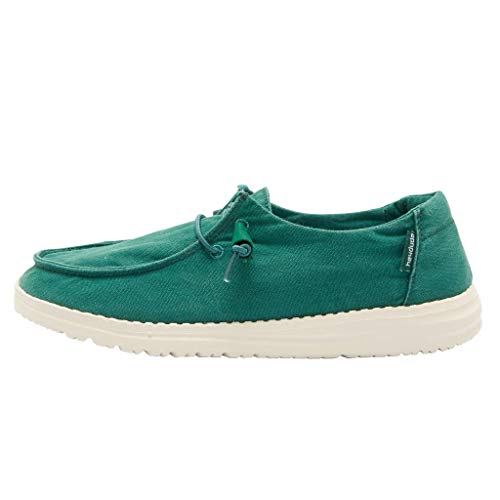 Image of HEYDUDE Women's Wendy Green Galapagos Size 7 | Women's Shoes | Women's Lace Up Loafers | Comfortable & Light-Weight