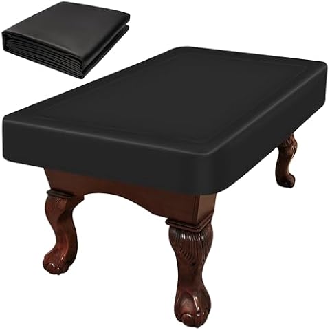 NEXCOVER Leatherette Billiard Pool Table Cover | 9 Foot Billiard Covers | Heavy Duty & Tearproof Pool Table Covers for Pool Table | Waterproof Table Protector | Black Color. Cover