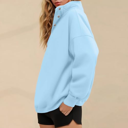 Akklian Sweatshirt for Women Trendy Oversized Casual Long Sleeve Button Henley Neck Pullover Tops Teen Girls Preppy Clothes3