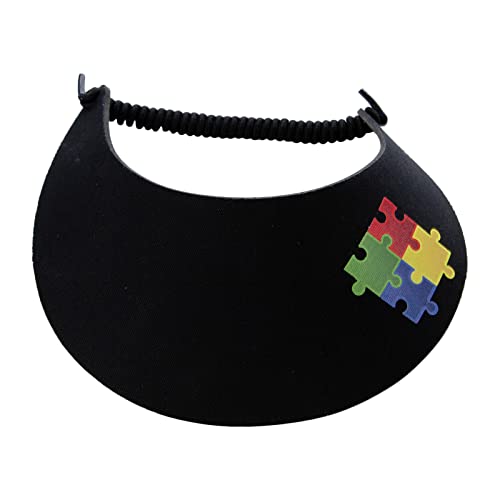 e4Hats.com Autism Puzzle Symbol Heat Transfer Fabric Foam Visorr - Black OSFM