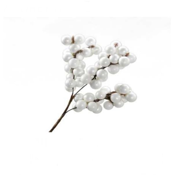 24 Stk Beerenzweige - weiss - Beeren am Draht o050 Beerenpicks 17cm...