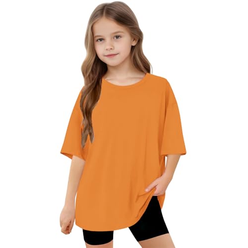 Girls Short Sleeve T Shirts Kids Summer Oversized Tops 2025 Trendy Casual Crewneck Basic Tees Blouse 5-14Y4
