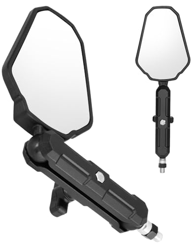 Kemimoto KMF0802-02803-BKKM Motorcycle Side Mirrors M8 M10 Bolt Handlebar Mount Adjustment Universal Adventure Rearview Mirrors Convex Foldable 360 Degrees Compatible With Atv Scooter Dirt Bike thumb #7
