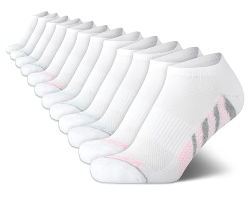 Image of Nautica Womens No Show Socks Moisture Wicking Low Cut Ankle Socks, 12 Pack | Moisture Wicking Dri-Motion Fabric, Cushioned Key Areas, Banded Arch Support, No Show Low Cut, Shoe Size 4-10
