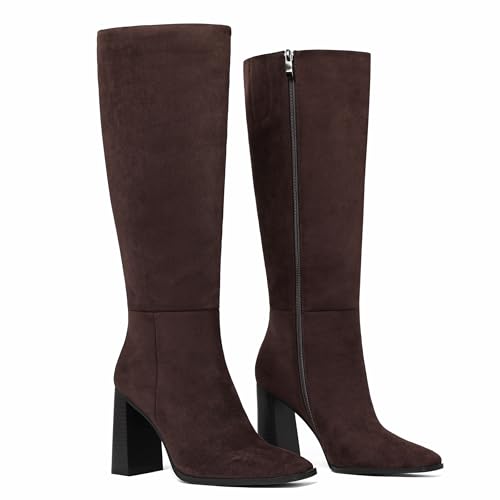 Celbreez Women's Knee-High Boots Square Toe Chunky Heel Tall Boots for Women Side Zipper Fall Boots 2025 Stylish Long Boots Date Party Travel Winter Shoes2