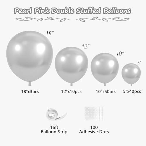 Image of 108Pcs Metallic Silver Balloon Garland Arch Kit