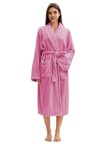 Image of Soft Robe For Women,Warm Plush Bath Robes Female,Spa Towel After Shower Lightweight Long Bathrobe